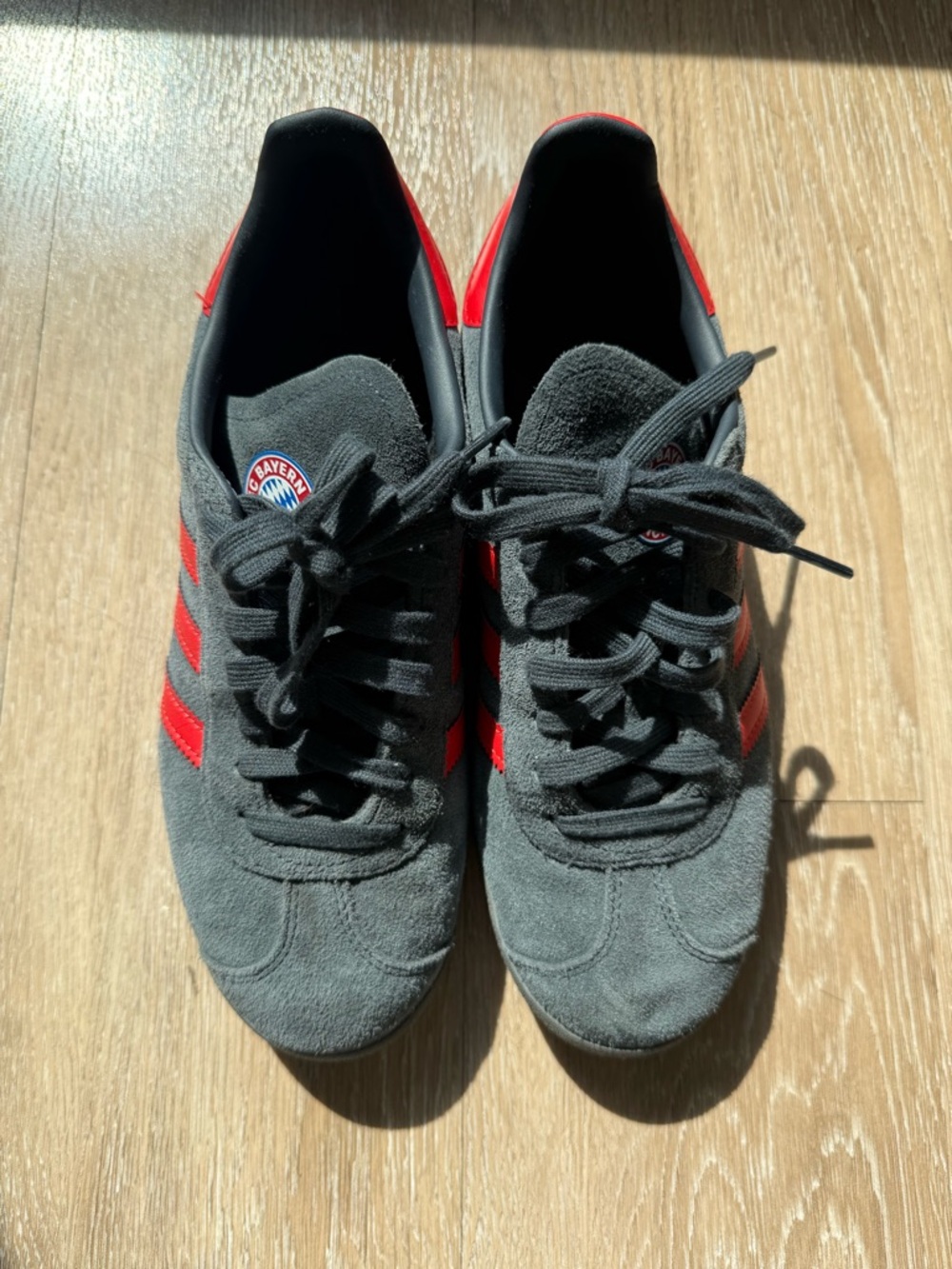 adidas gazelle Gray Suede Sneakers with Red Stripes